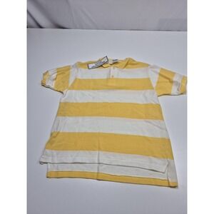 VTG J.J. Cochran Weathered Wear Polo Shirt Mens M Yellow Striped Made In USA NWT